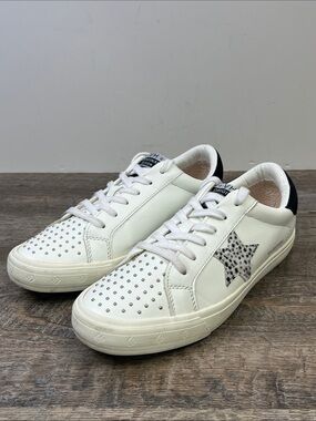Vintage Havana Mighty-10 Studded Cheetah Star Sneakers | White Leather Low Top